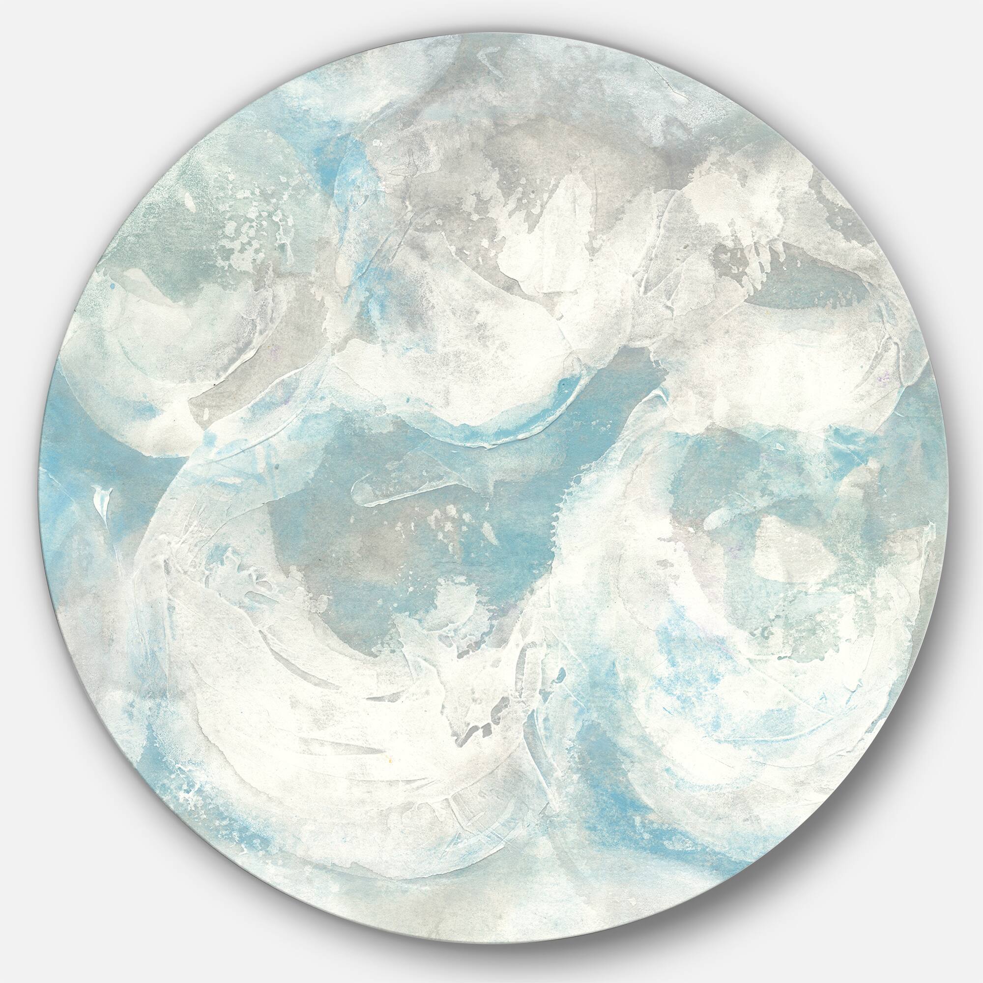 Designart - Pale Blue Shade IV - Farmhouse Metal Circle Wall Art
